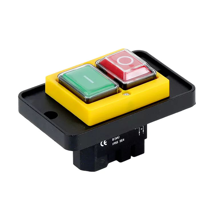 8A stort panel, gul trykknap, elektromagnetisk kontakt